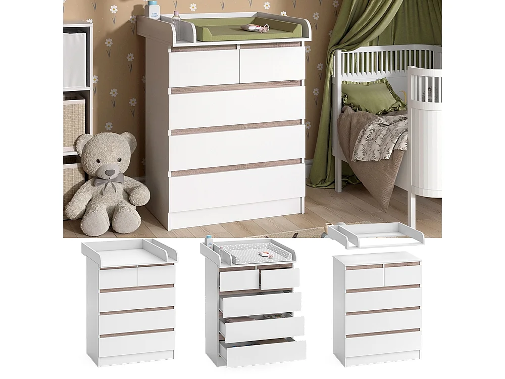 Commode à langer blanc/sonoma 80x76x110.2 emma