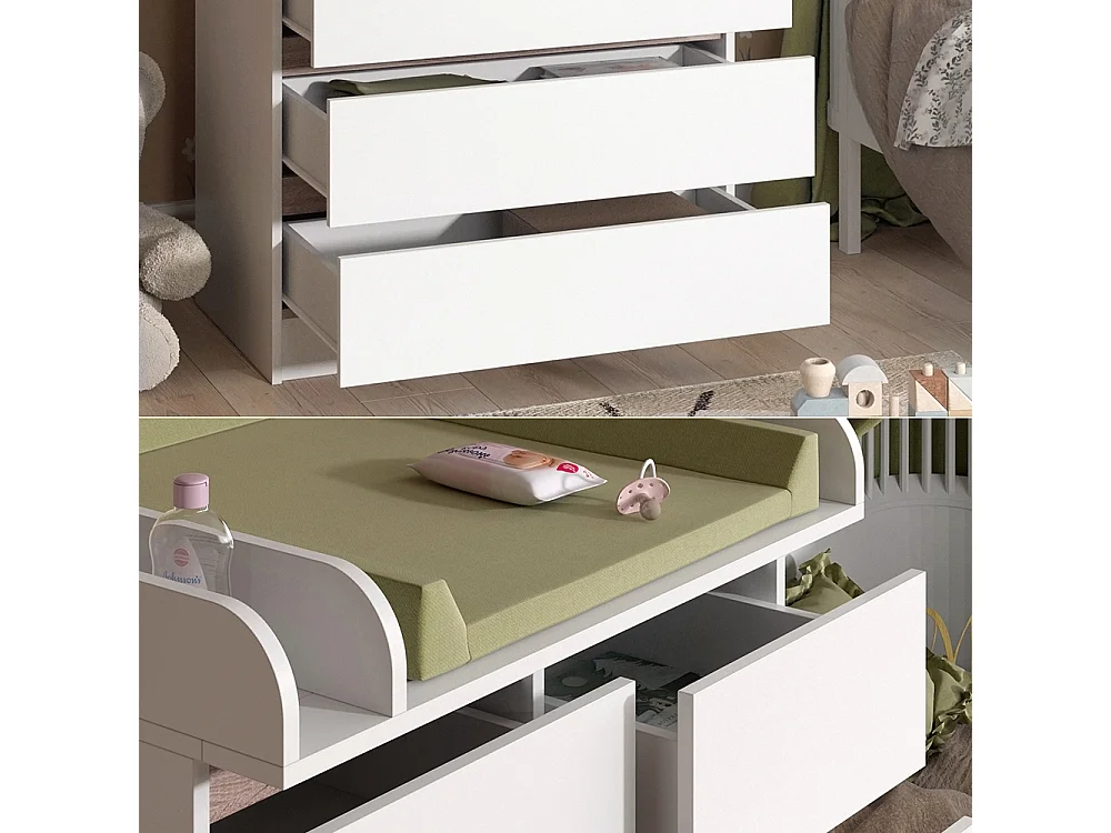 Commode à langer blanc/sonoma 80x76x110.2 emma