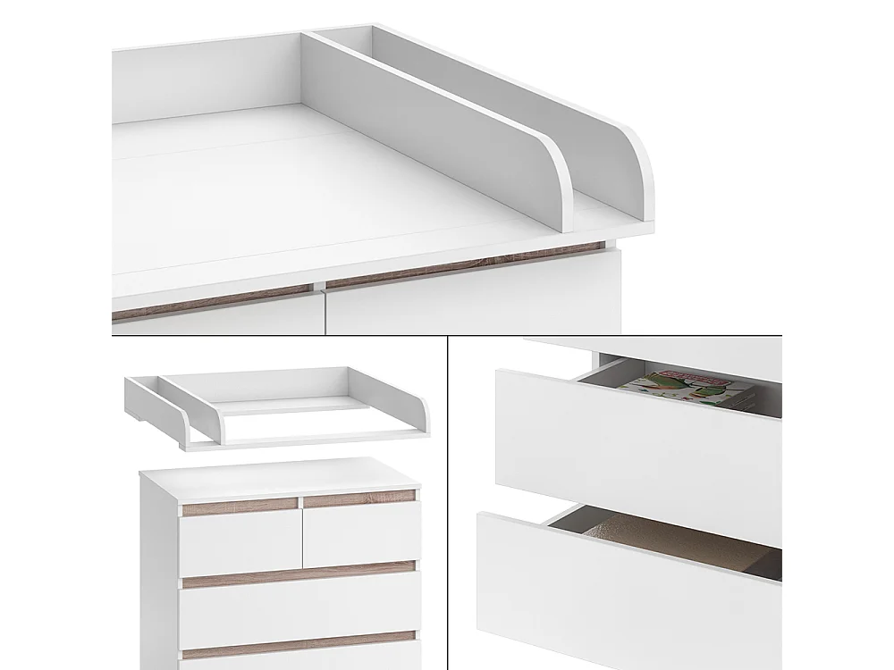 Commode à langer blanc/sonoma 80x76x110.2 emma