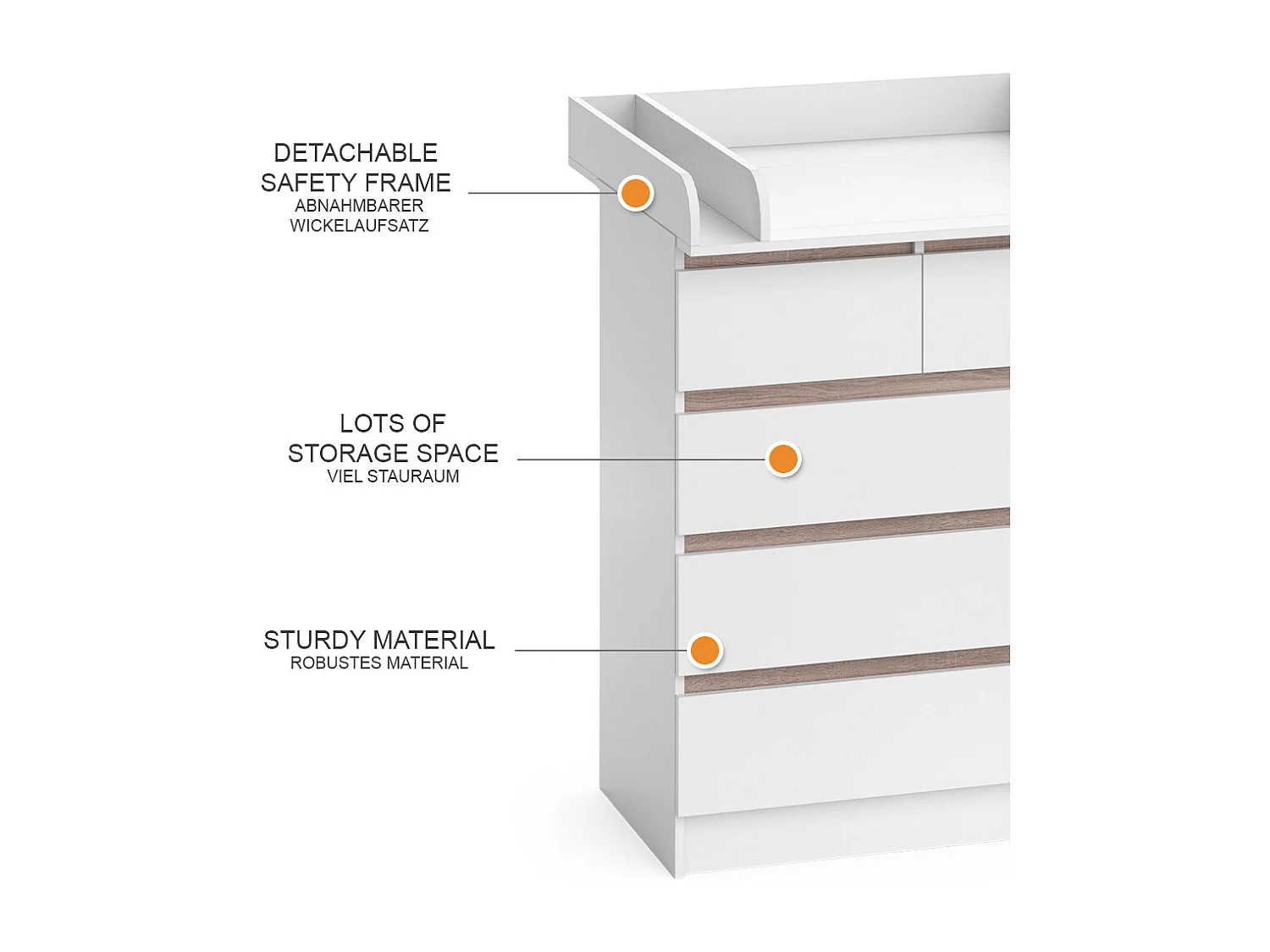 Commode à langer blanc/sonoma 80x76x110.2 emma