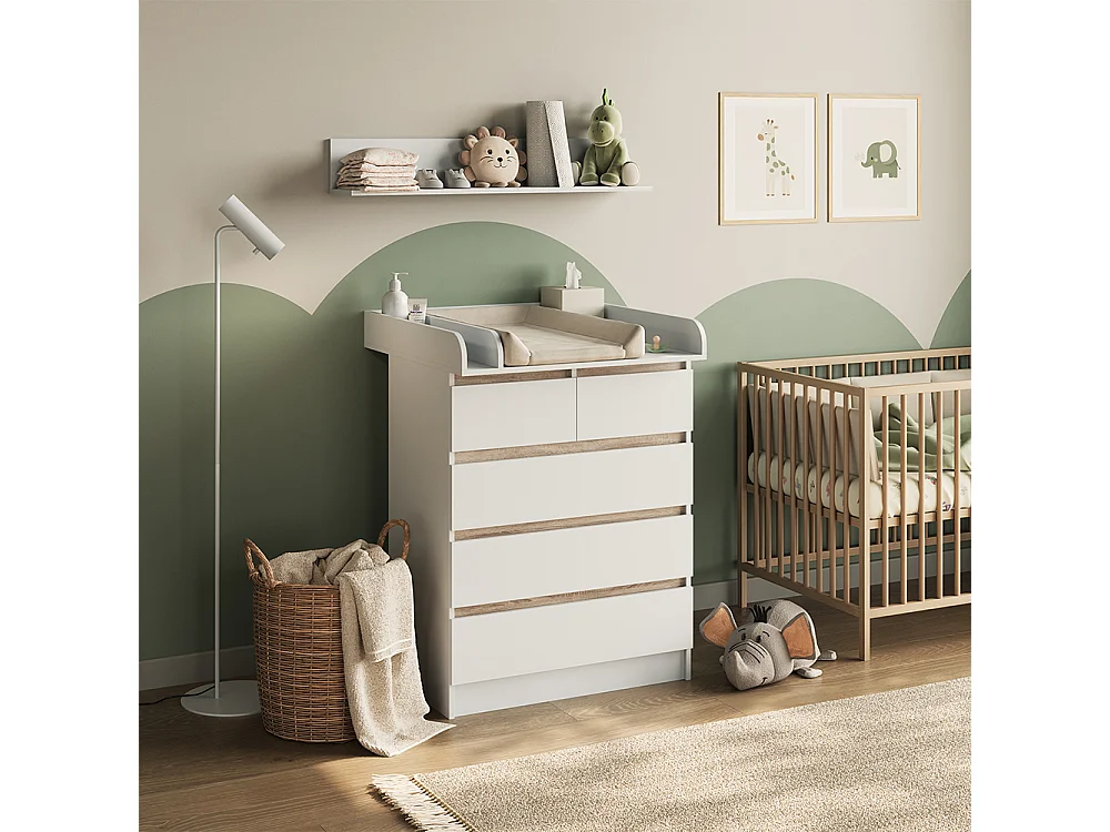 Commode à langer blanc/sonoma 80x76x110.2 emma