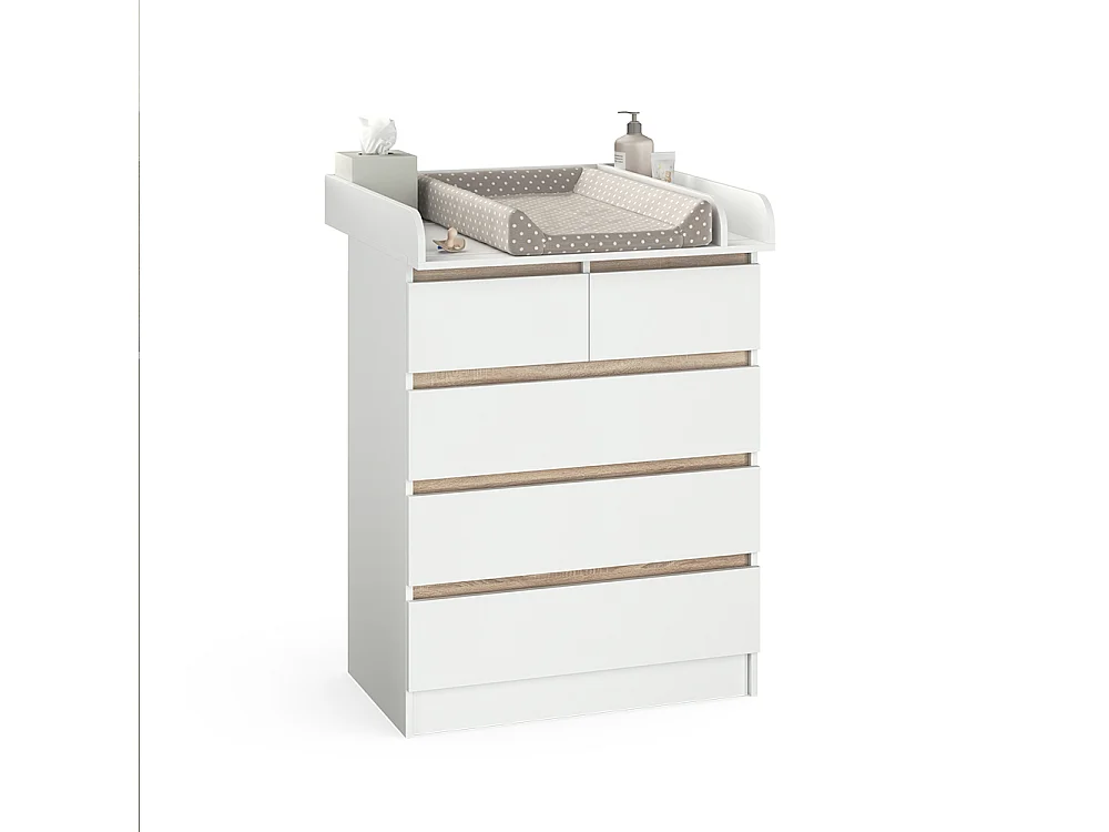 Commode à langer blanc/sonoma 80x76x110.2 emma