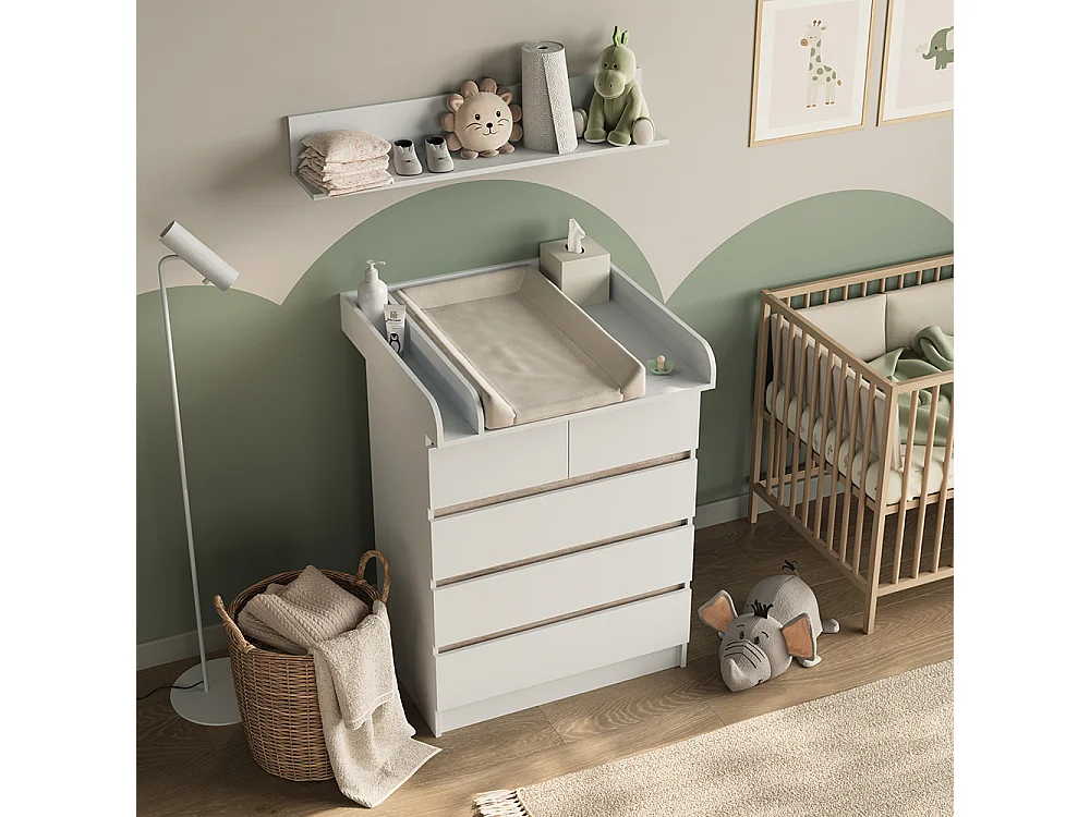 Commode à langer blanc/sonoma 80x76x110.2 emma