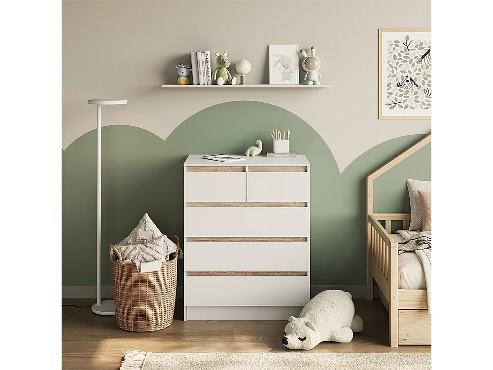 Commode à langer blanc/sonoma 80x76x110.2 emma