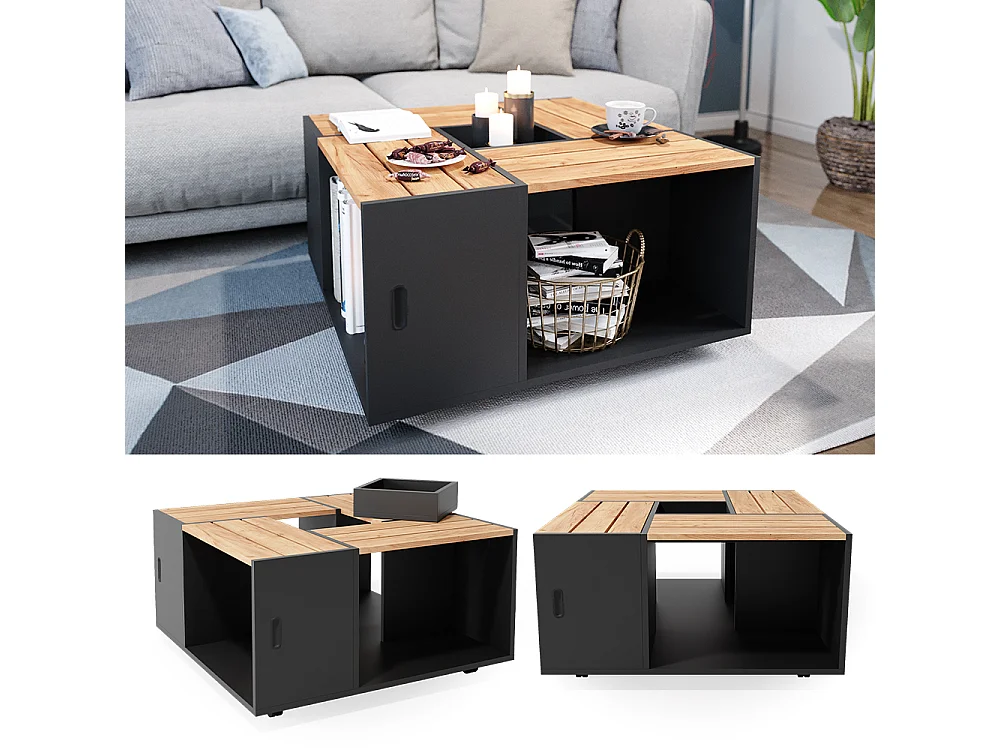 Table basse anthracite 80x80x43 anton