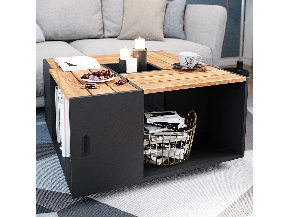 Table basse anthracite 80x80x43 anton