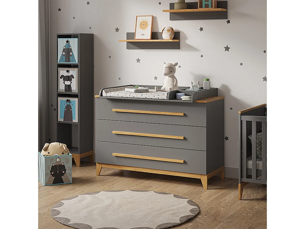 Commode à langer gris 133x70x98 malia