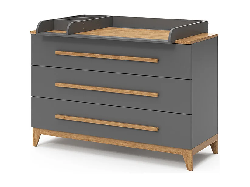 Commode à langer gris 133x70x98 malia