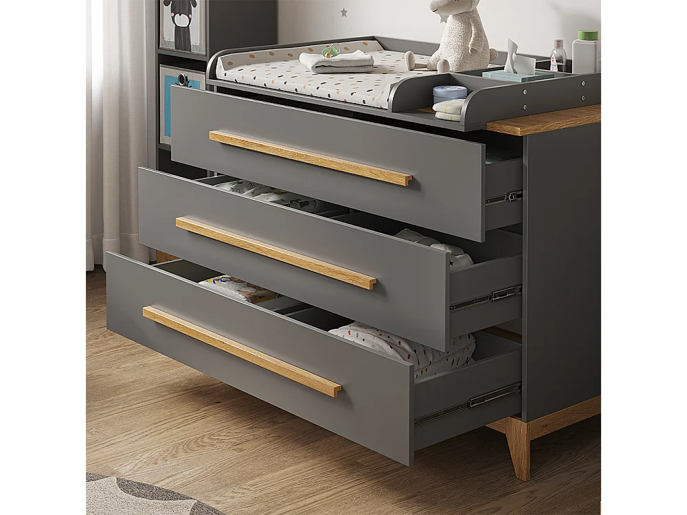 Commode à langer gris 133x70x98 malia