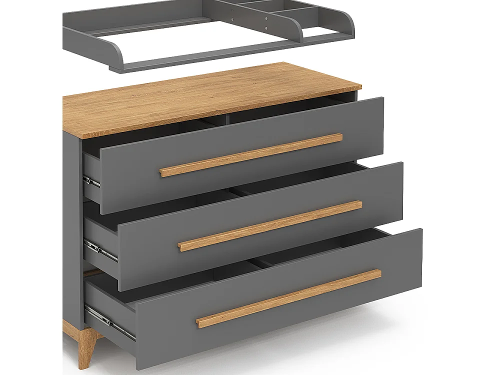 Commode à langer gris 133x70x98 malia