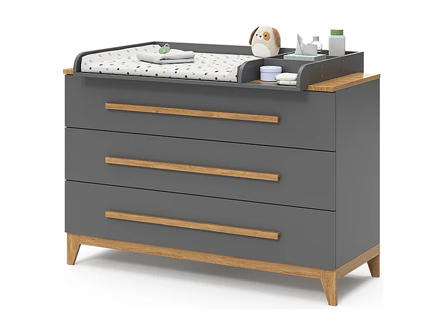 Commode à langer gris 133x70x98 malia