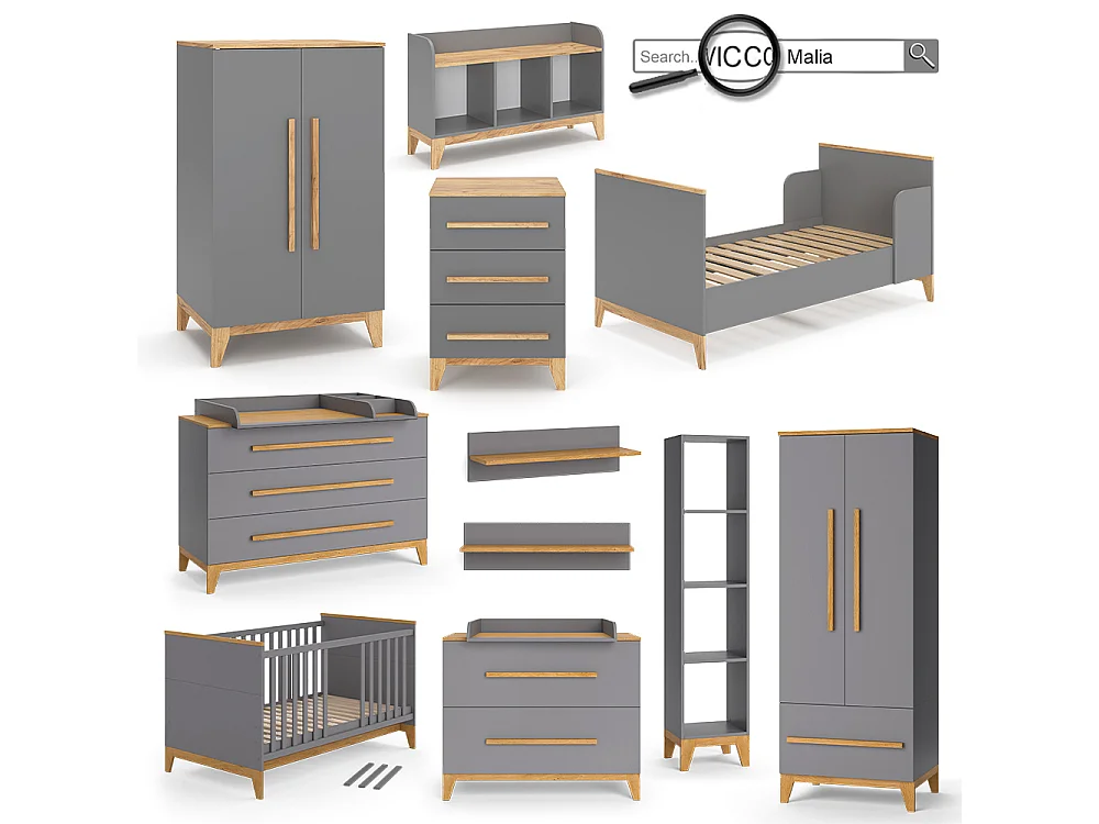 Commode à langer gris 133x70x98 malia