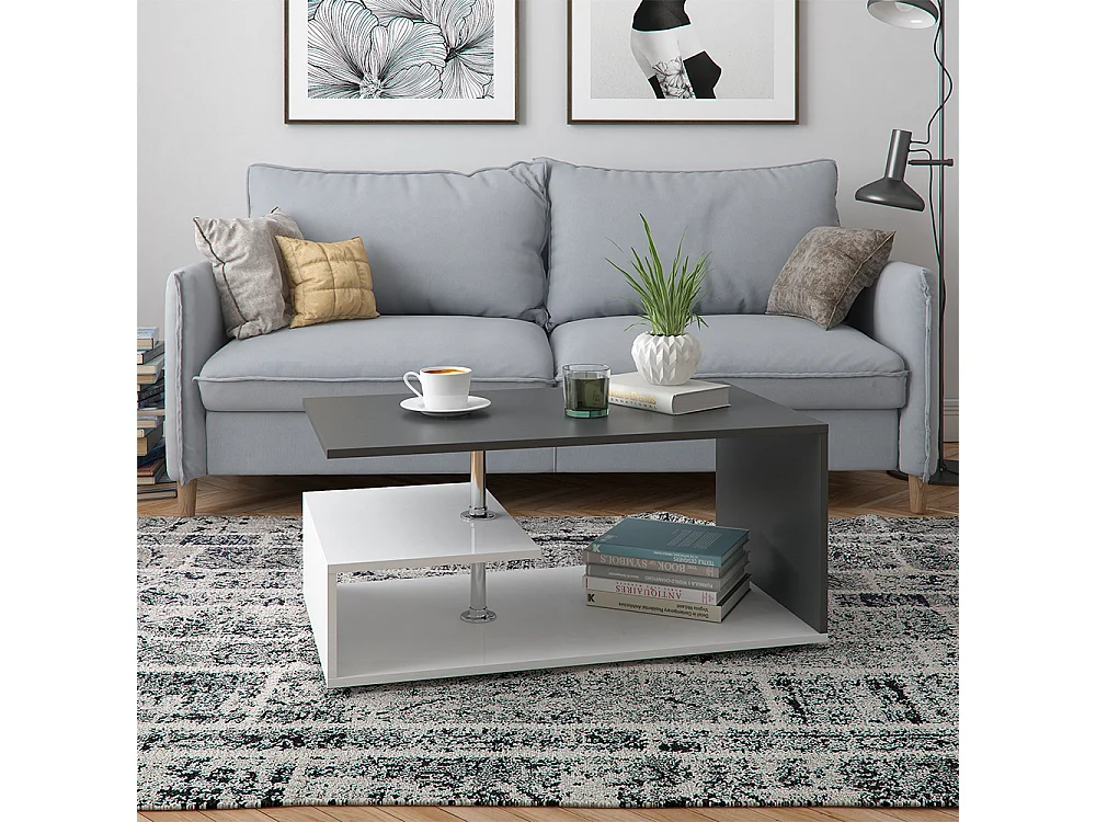 Table basse blanc/anthracite 91x52.6x41 guillermo