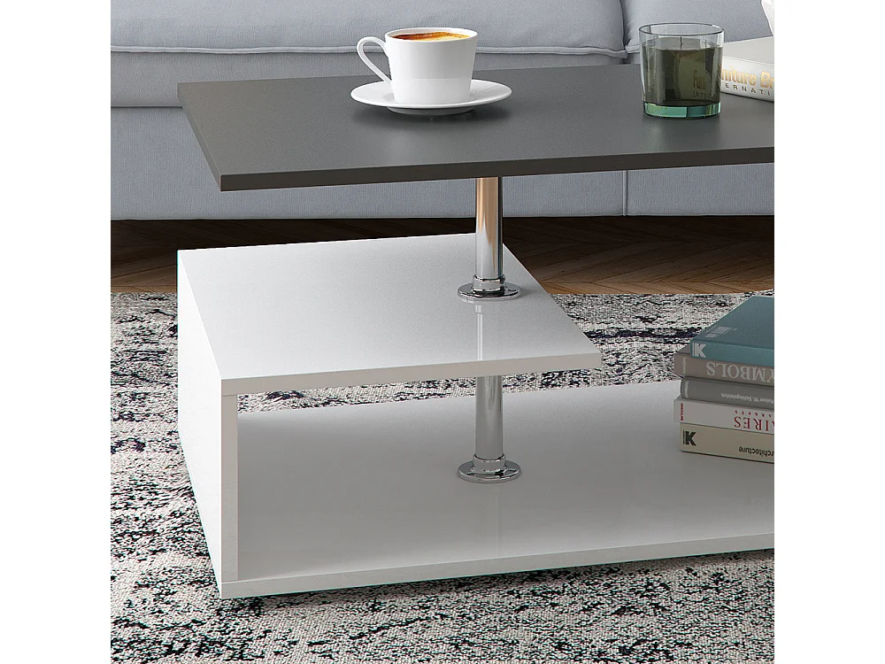 Table basse blanc/anthracite 91x52.6x41 guillermo