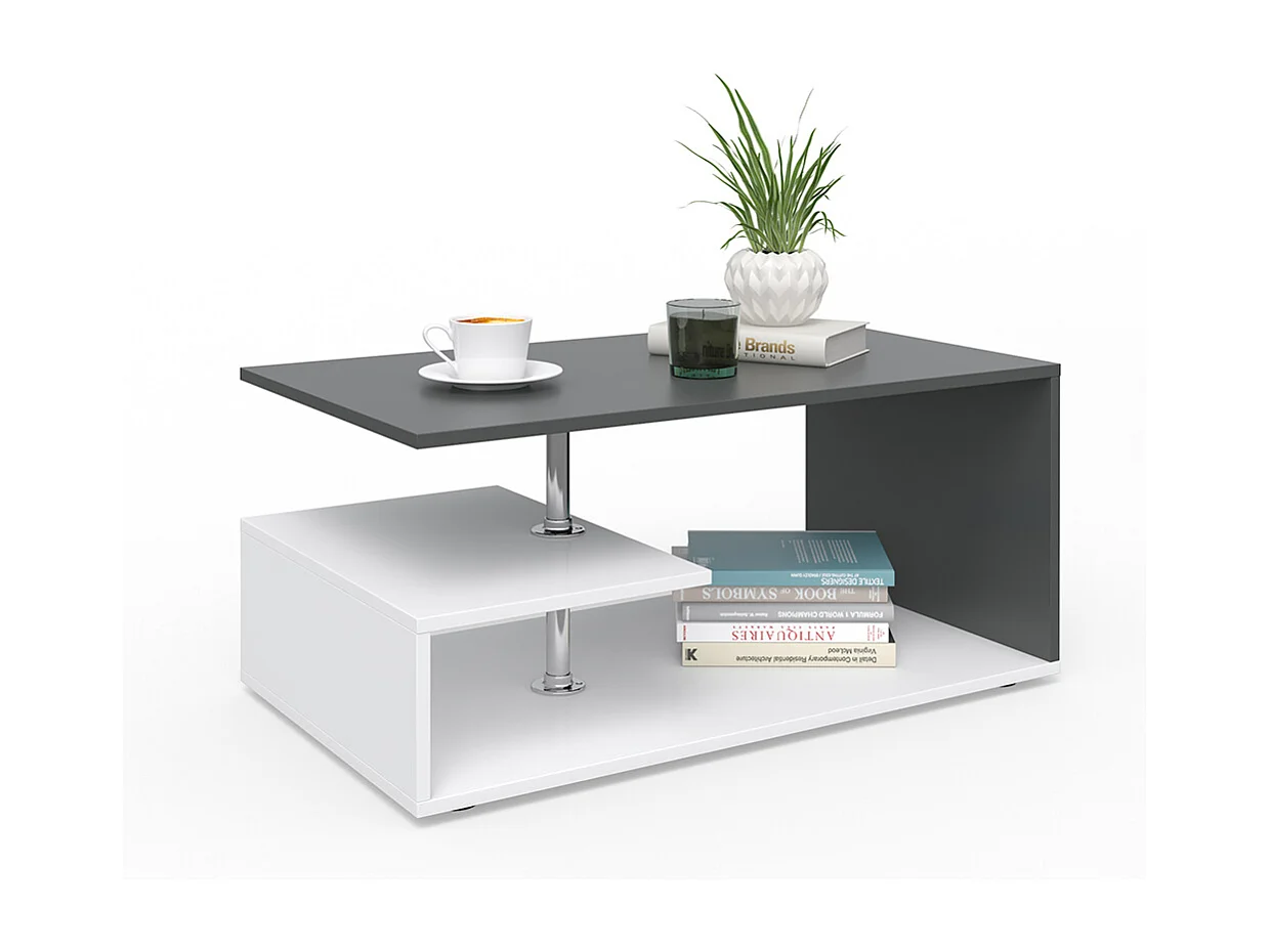 Table basse blanc/anthracite 91x52.6x41 guillermo
