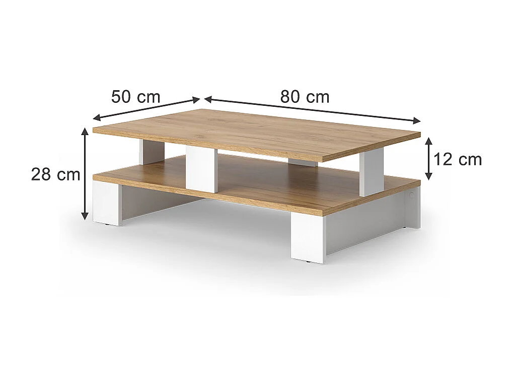 Couchtisch goldkraft eiche/weiß 80x50x28 belina