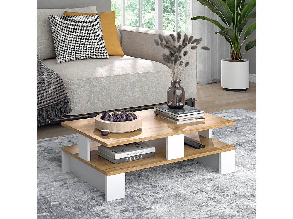 Tavolino da salotto quercia dorata/bianco 80x50x28 belina