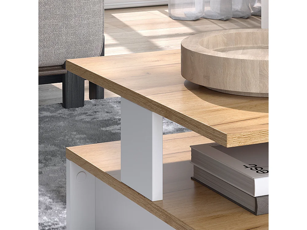 Tavolino da salotto quercia dorata/bianco 80x50x28 belina