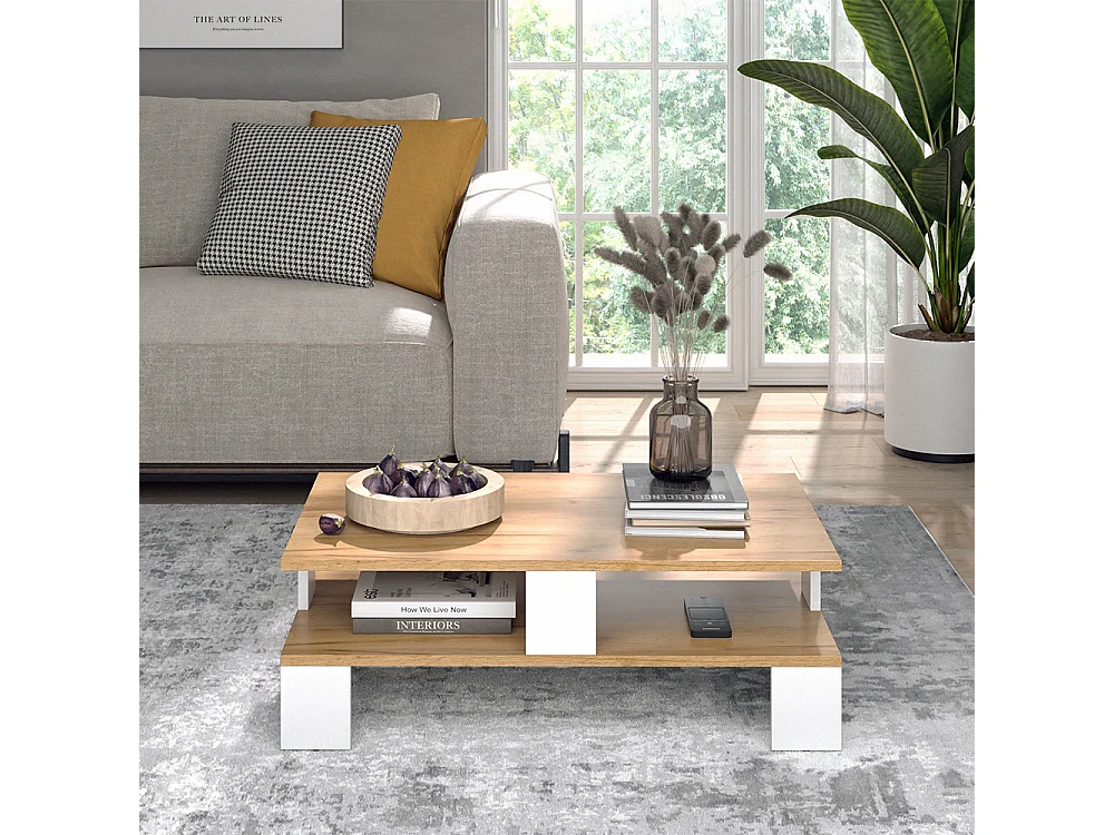 Tavolino da salotto quercia dorata/bianco 80x50x28 belina