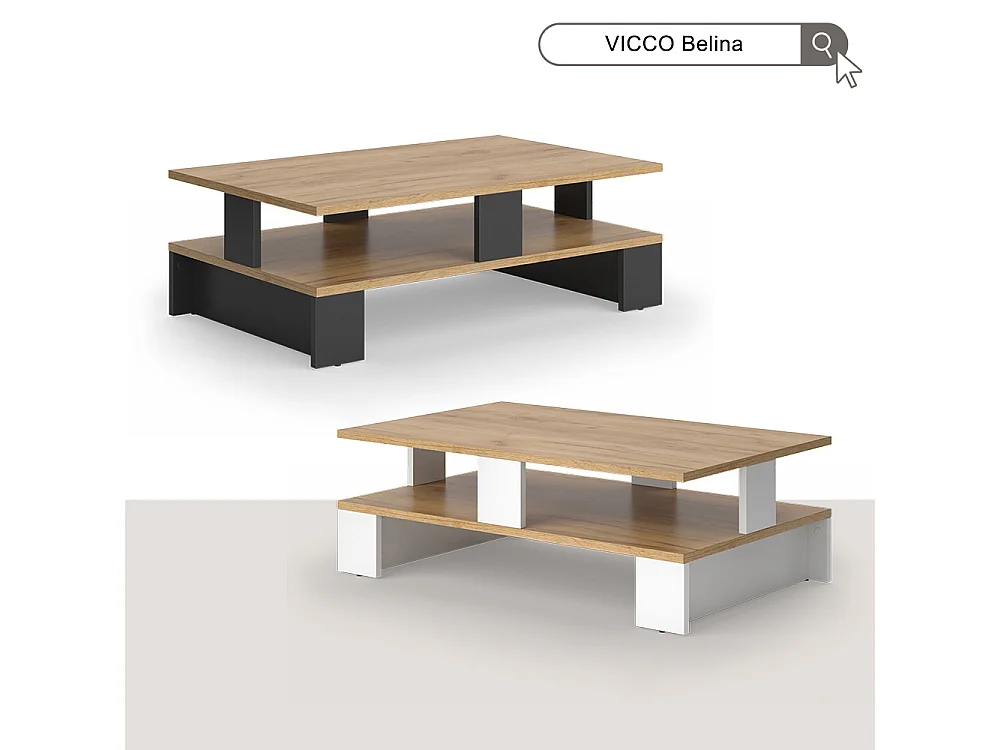 Sofabord gold power eg/hvid 80x50x28 belina