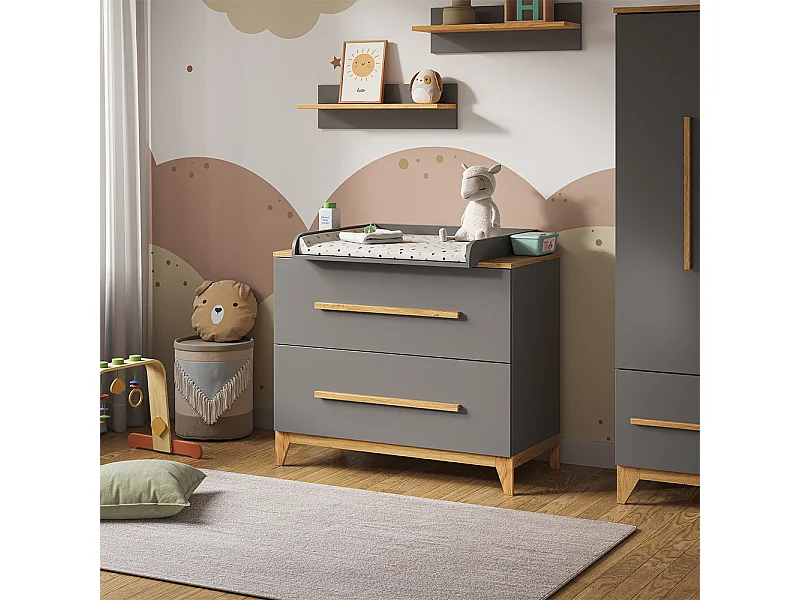 Commode à langer gris 108x70x98 malia