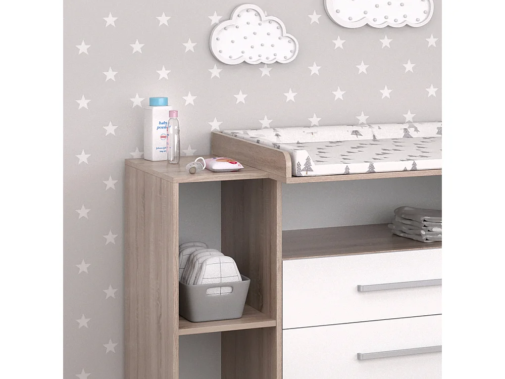 Commode à langer blanc/sonoma 113x53x100 oskar