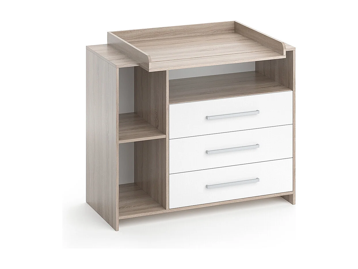 Commode à langer blanc/sonoma 113x53x100 oskar