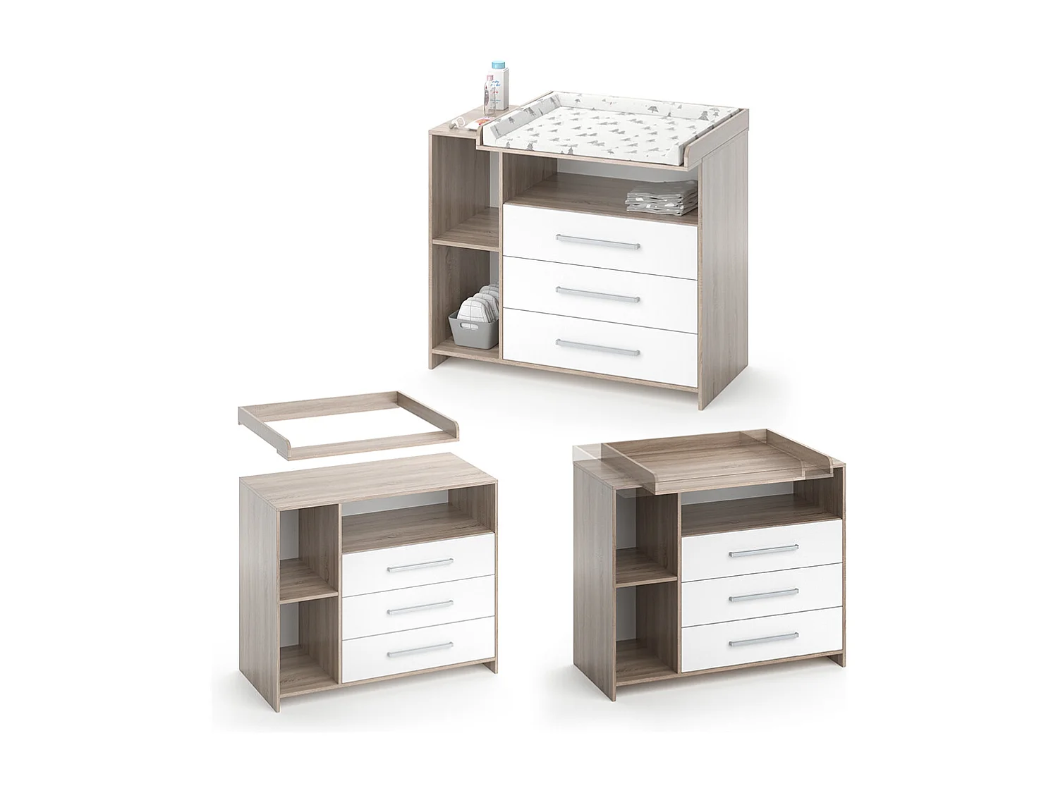 Commode à langer blanc/sonoma 113x53x100 oskar