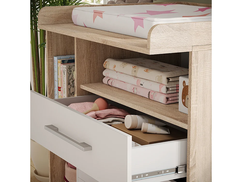 Commode à langer blanc/sonoma 113x53x100 oskar