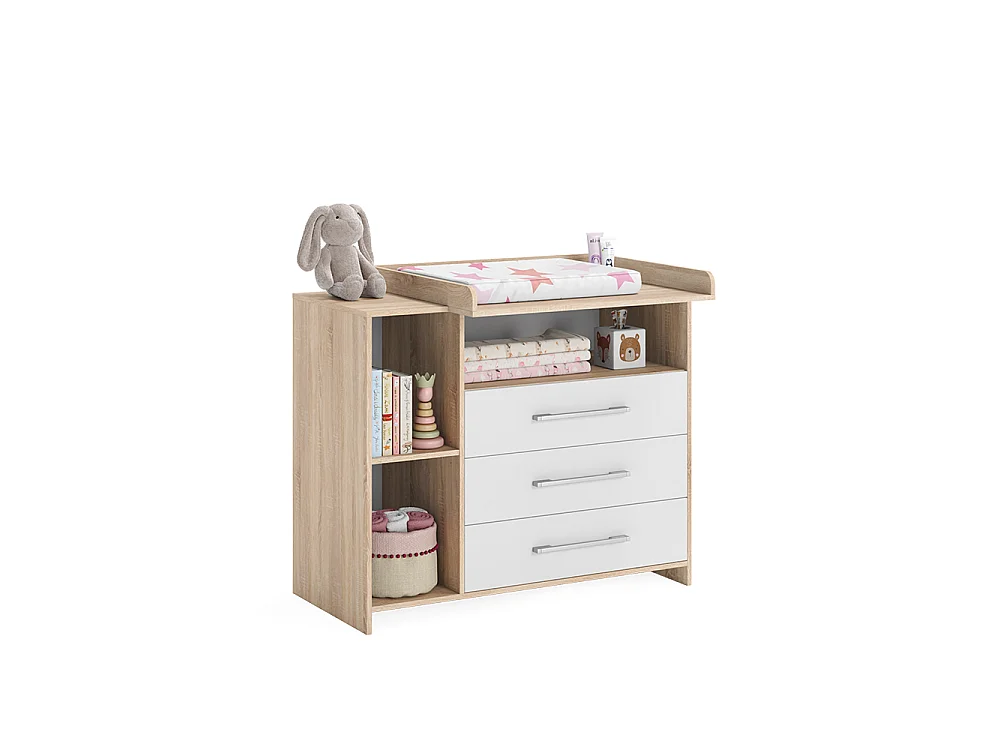 Commode à langer blanc/sonoma 113x53x100 oskar