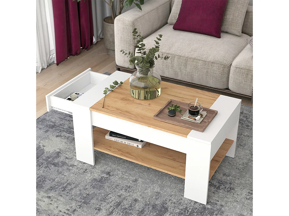 Table basse chêne blanc/force de lor 99.6x58.8x48.2 august