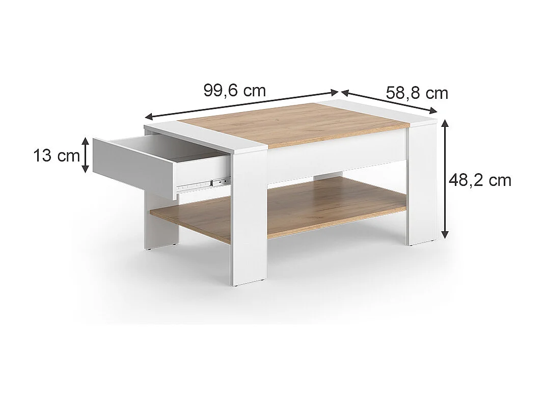 Table basse chêne blanc/force de lor 99.6x58.8x48.2 august