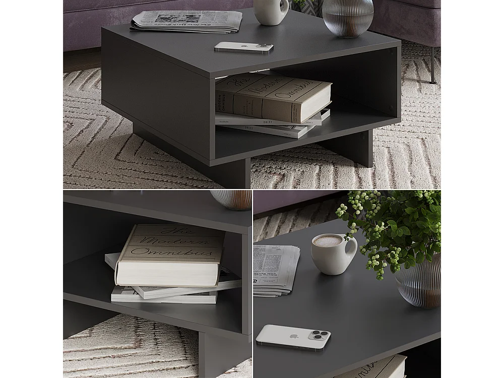 Table basse anthracite 60x60x32.3 luka