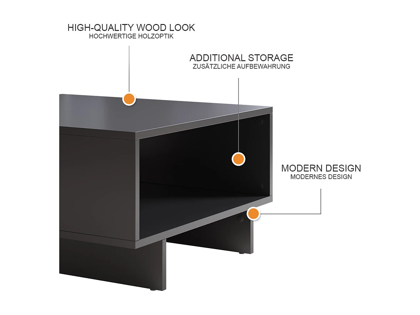 Table basse anthracite 60x60x32.3 luka