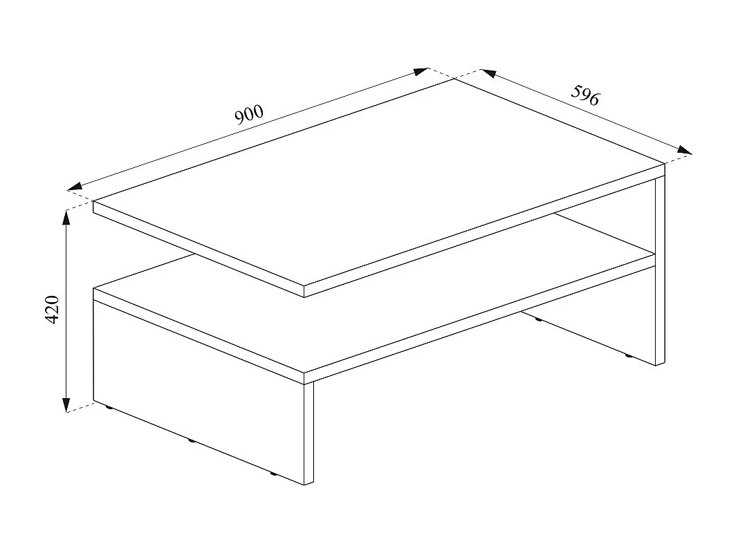 Table basse blanc/anthracite 90x60x42 amato