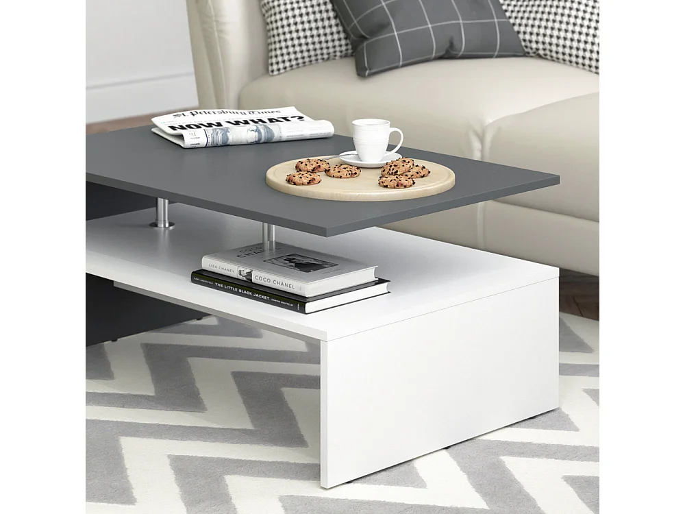 Table basse blanc/anthracite 90x60x42 amato