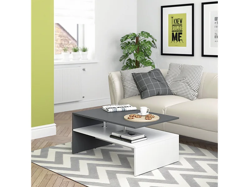 Couchtisch weiß/anthrazit 90x60x42 amato