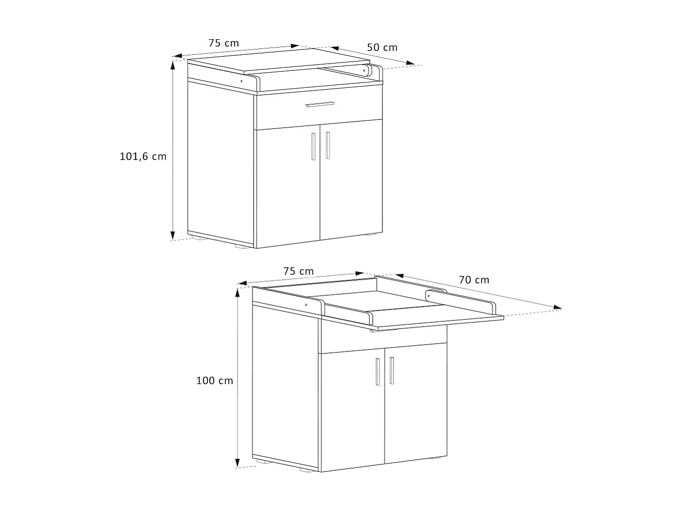 Commode à langer sonoma 75x50x100 lena