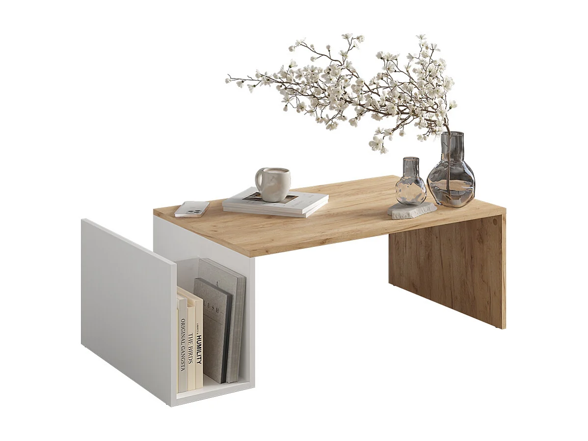 Table basse chêne doré/blanc 100x50x32.9 avento