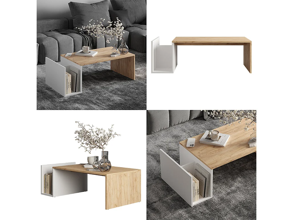 Table basse chêne doré/blanc 100x50x32.9 avento