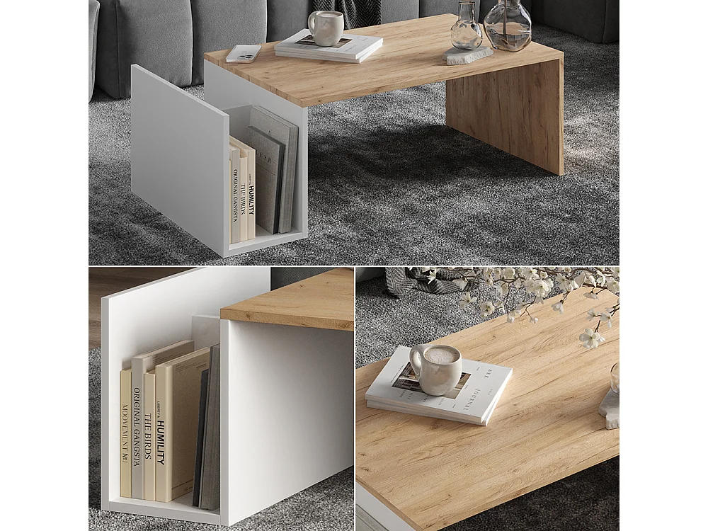 Table basse chêne doré/blanc 100x50x32.9 avento