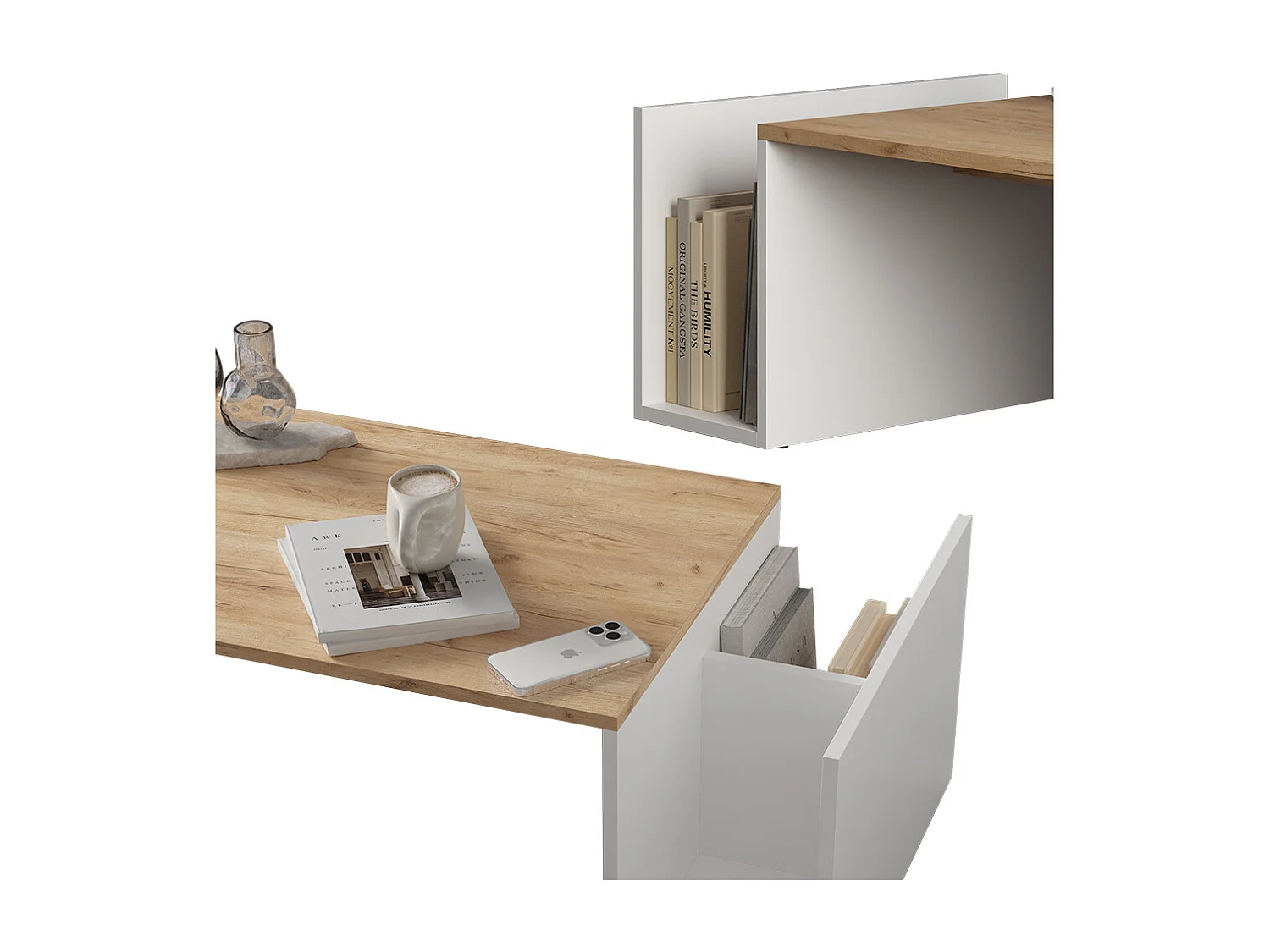 Table basse chêne doré/blanc 100x50x32.9 avento