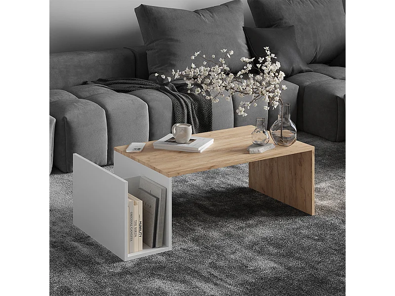 Table basse chêne doré/blanc 100x50x32.9 avento