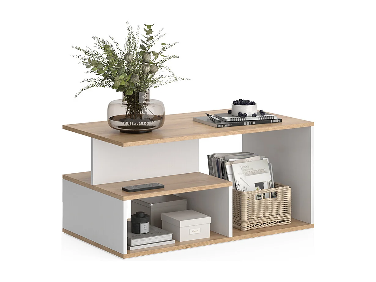 Couchtisch goldkraft eiche/weiß 90x49.4x43.8 hasso