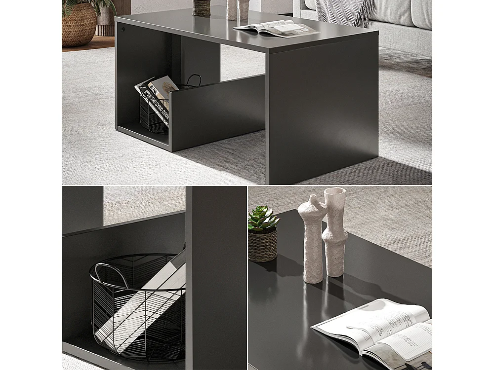 Table basse anthracite 80x46.6x40 lonar