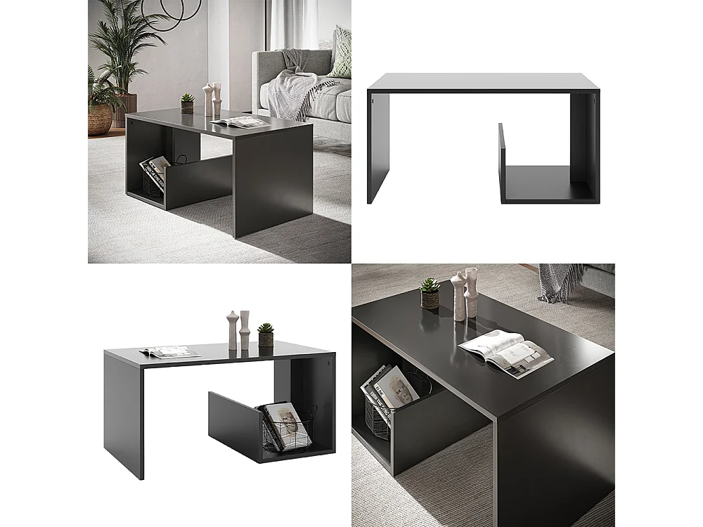 Table basse anthracite 80x46.6x40 lonar