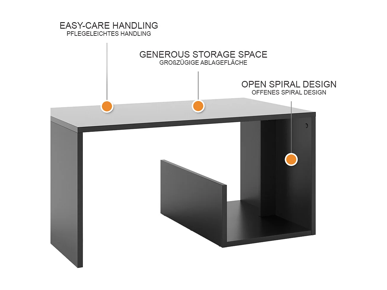 Table basse anthracite 80x46.6x40 lonar