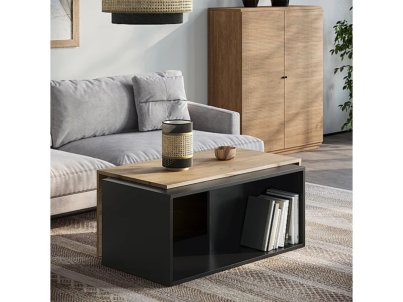 Couchtisch anthrazit/goldkraft eiche 90x48x40 paul