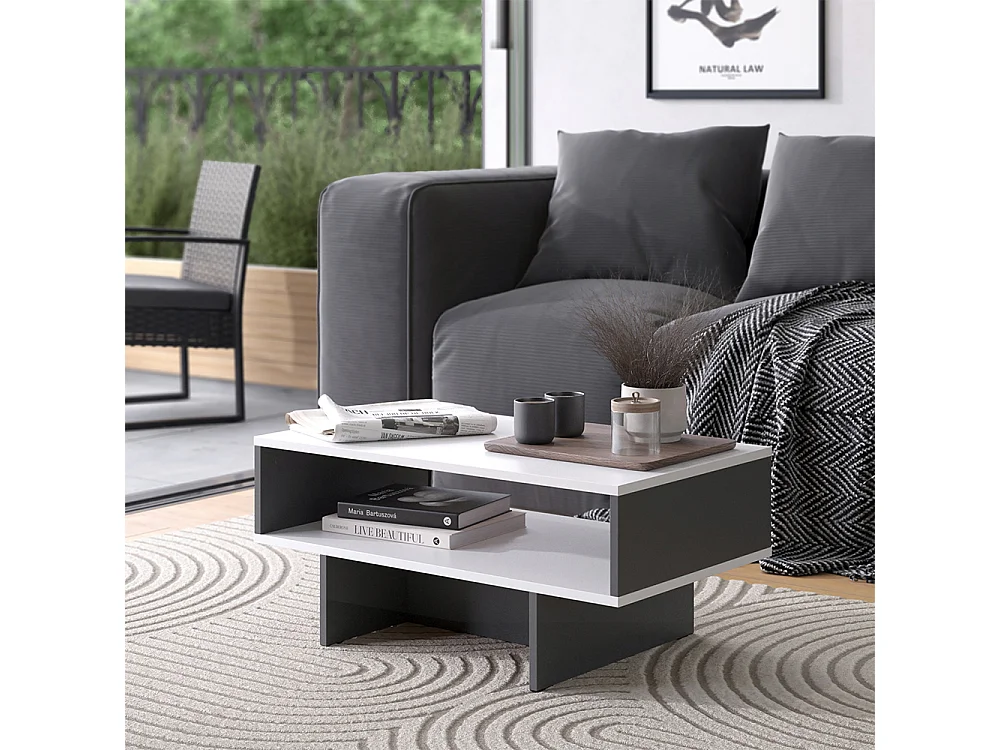 Table basse blanc/anthracite 80x46.2x35.4 josef