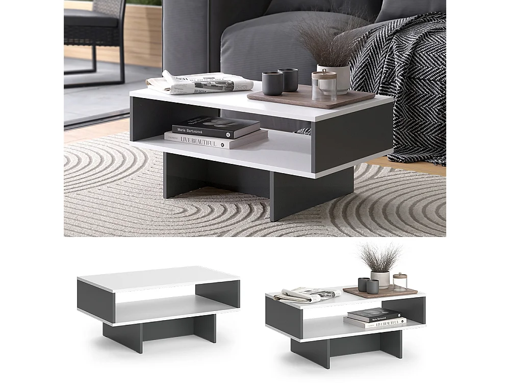 Table basse blanc/anthracite 80x46.2x35.4 josef